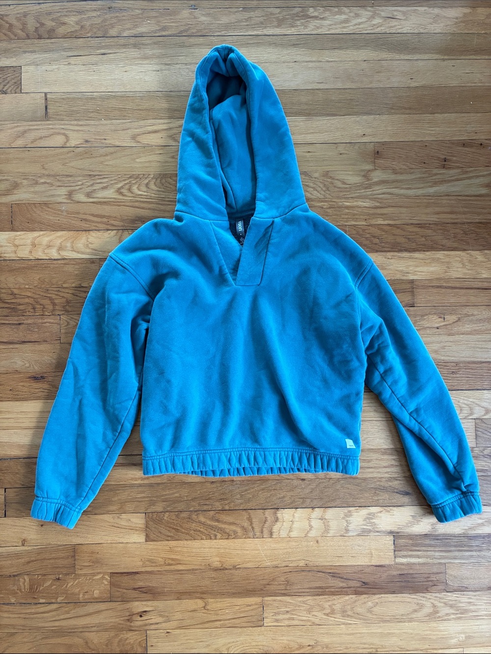 Vuori Restore Notch Hoodie Sweatshirt Small Faded Teal Organic Cotton Cozy